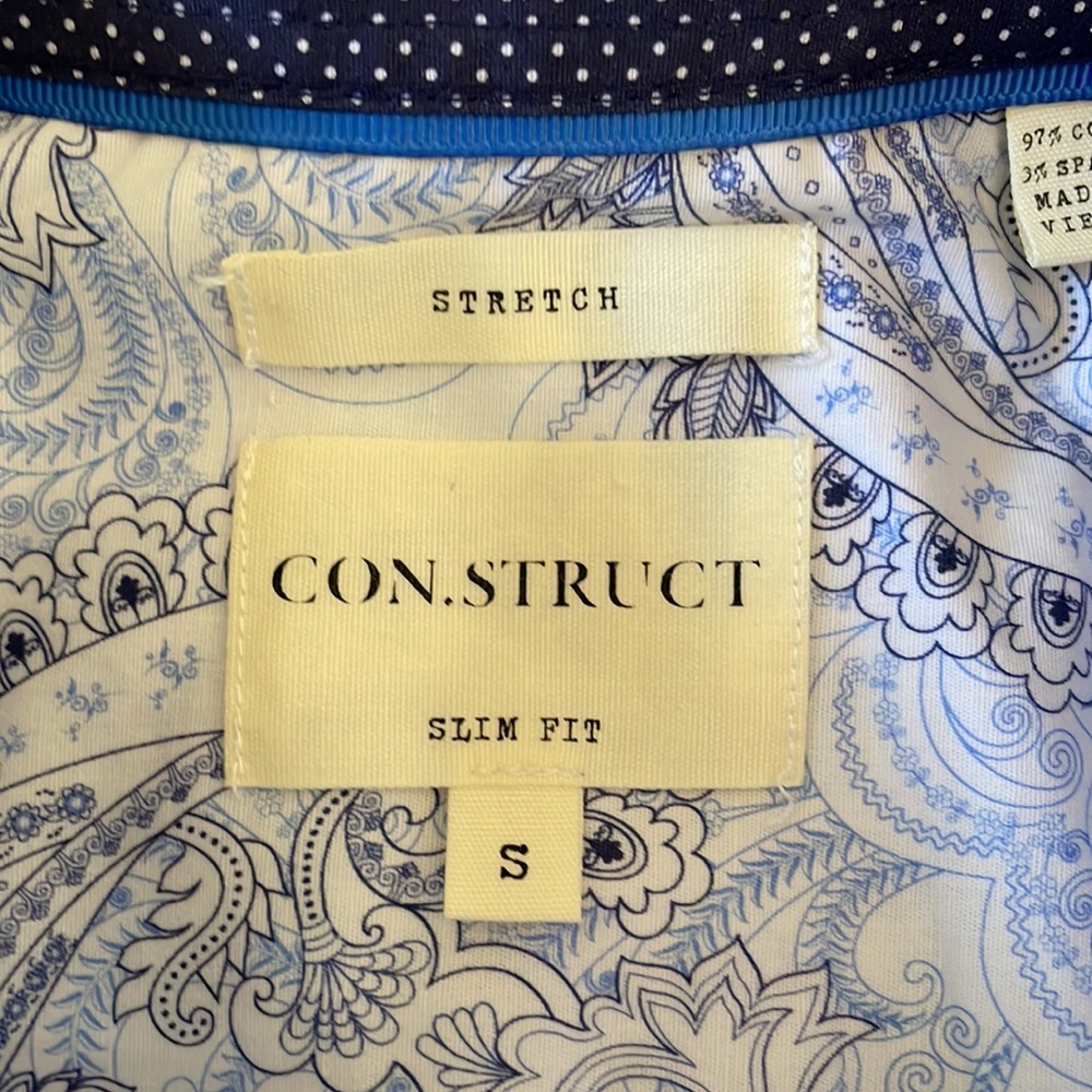 Mens Con.Struct Blue Flower Pattern Button Down S… - image 4